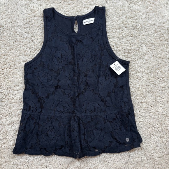 abercrombie kids Other - Abercrombie Kids Girls Navy Floral Lace Peplum‎ Tank Top Sleeveless Medium M